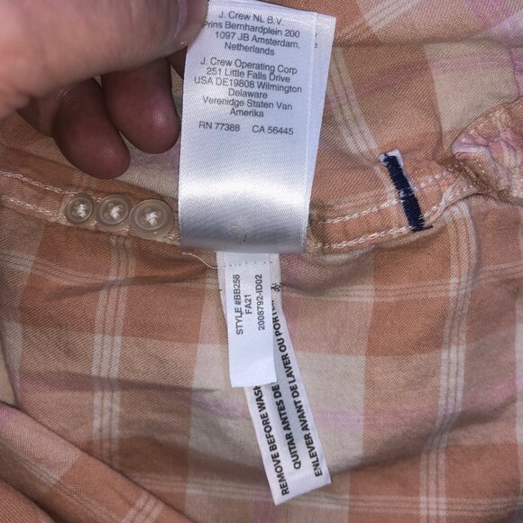 JCrew Flannel Shirt Womens 2 Peach Friday Plaid Relaxed-Fit Featherweight Cotton - Picture 9 of 9